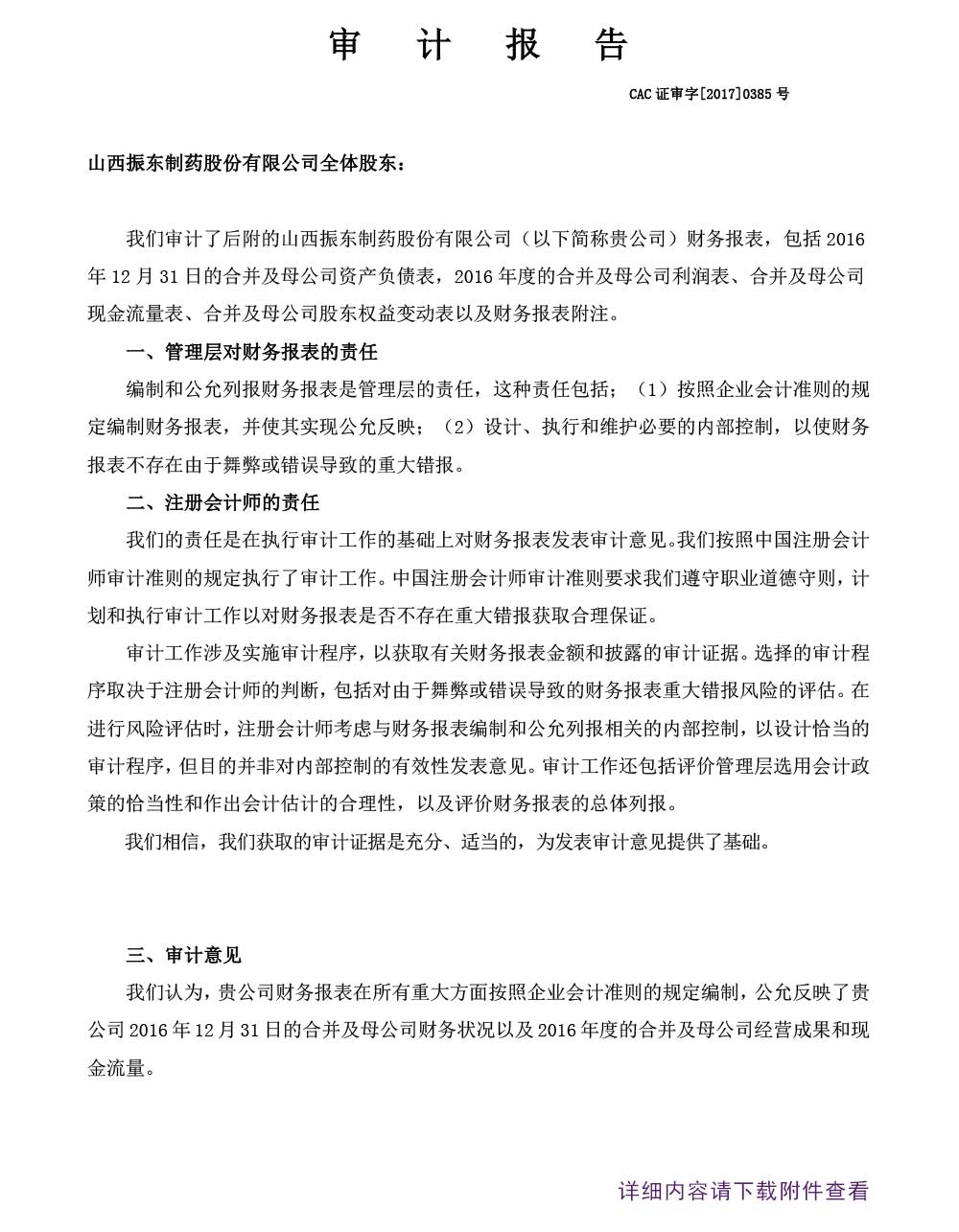 2003网站太阳集团制药,2003网站太阳集团,300158,年度审计报告