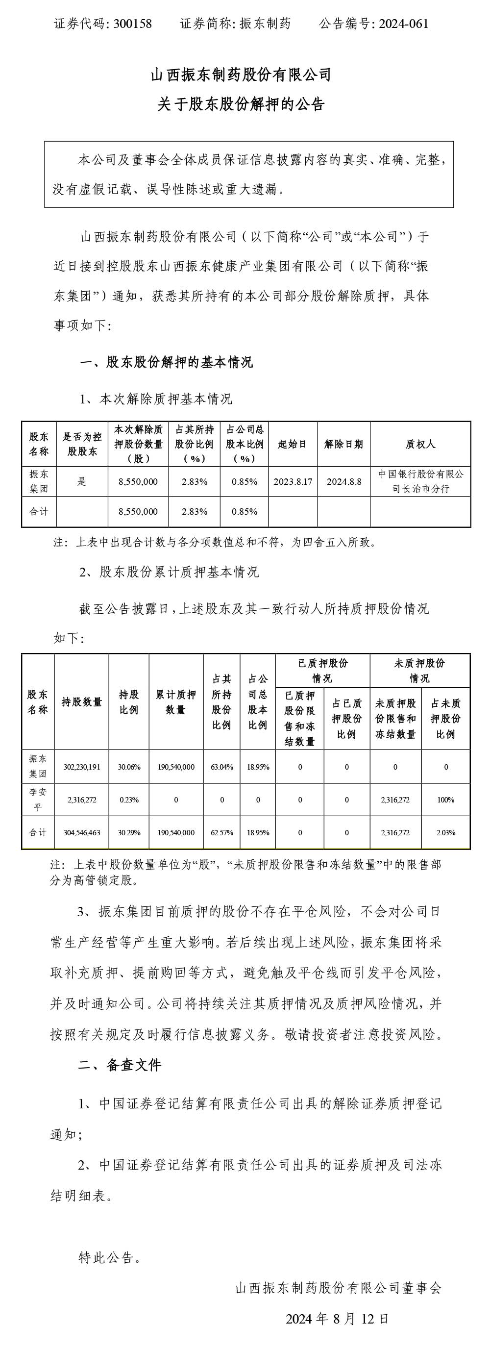2003网站太阳集团制药,股东股份解押,2003网站太阳集团,300158
